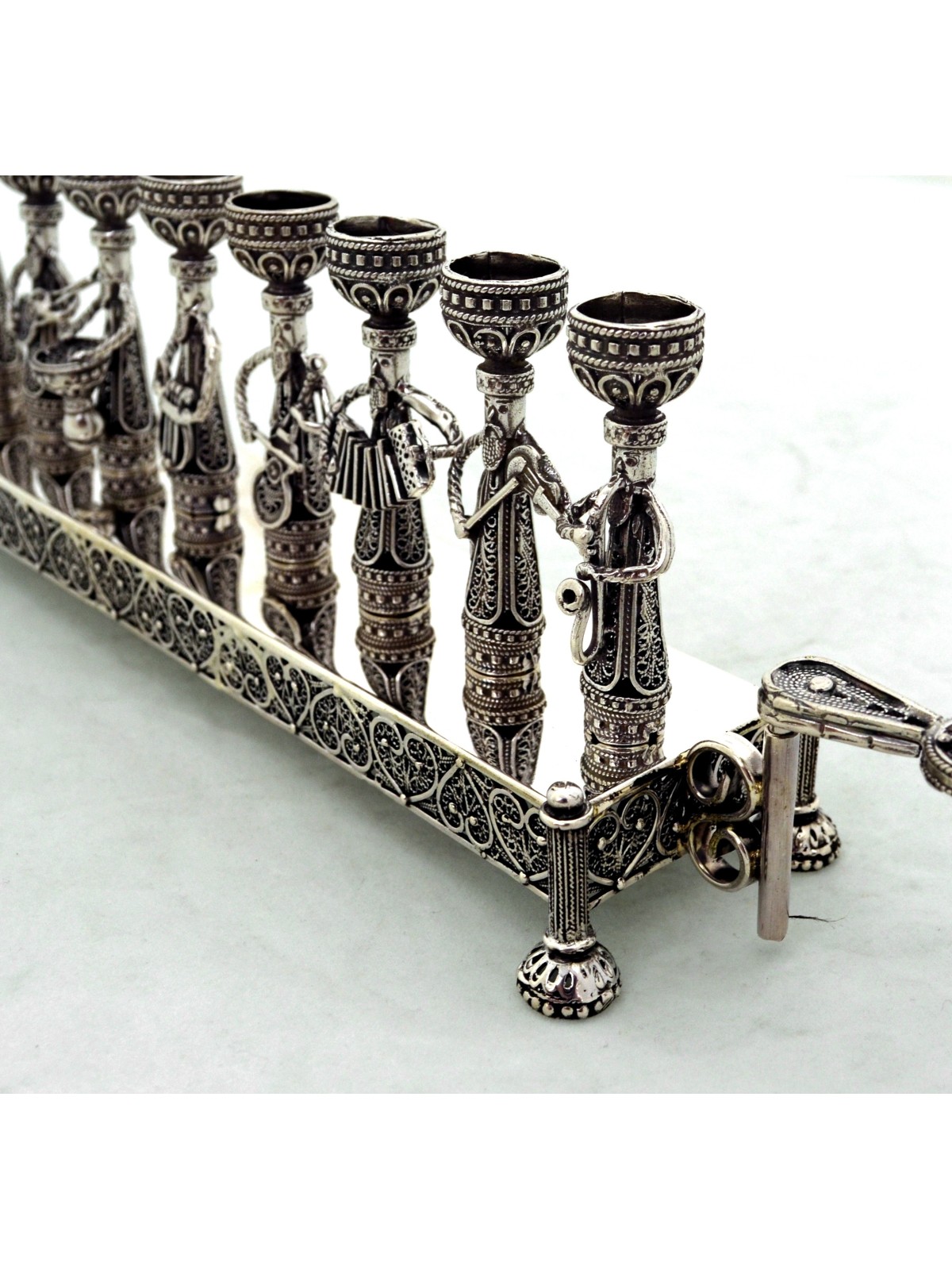 Musiciens en argent sterling filigrane Hanukkah Menora , Cadeaux Tu B'Av , I