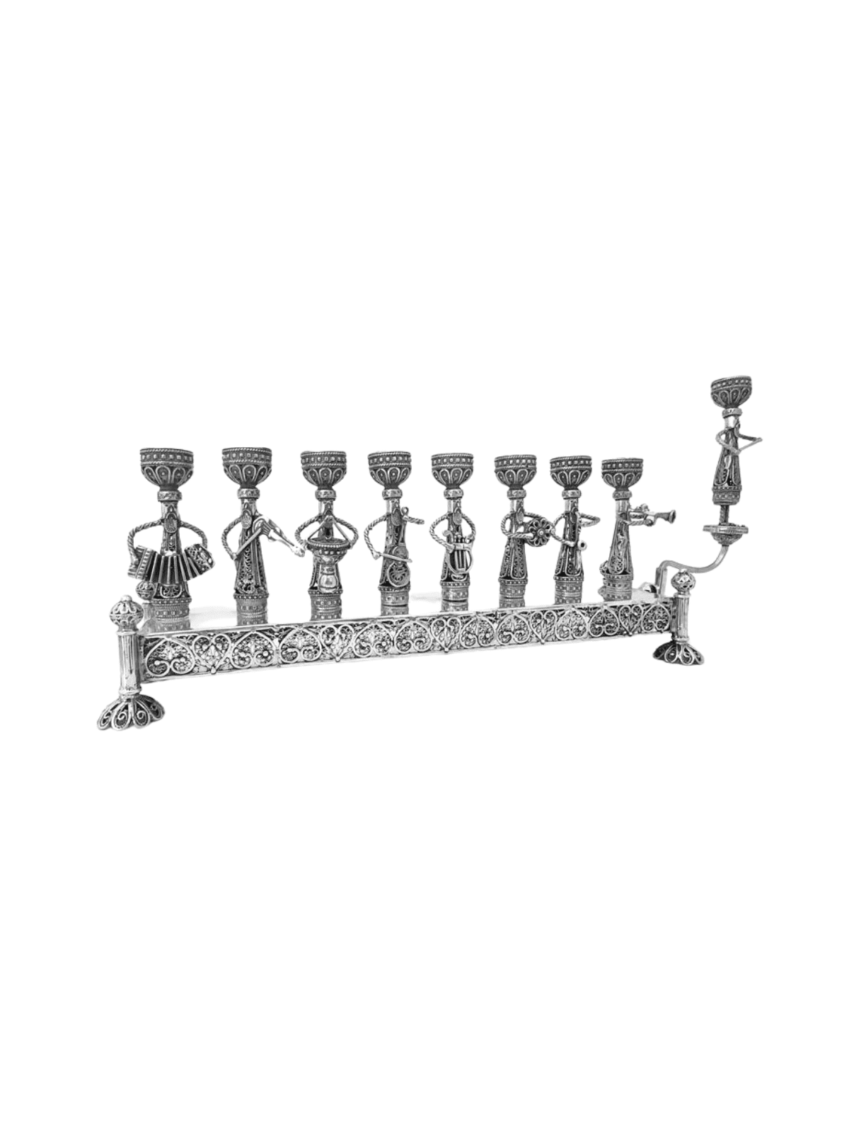 Musiciens en argent sterling filigrane Hanukkah Menora , Cadeaux Tu B'Av , I