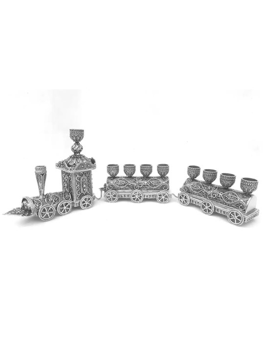 Menorah de Hanoukka en forme de train en argent pur - Sp , Cadeaux Tu B'Av , I
