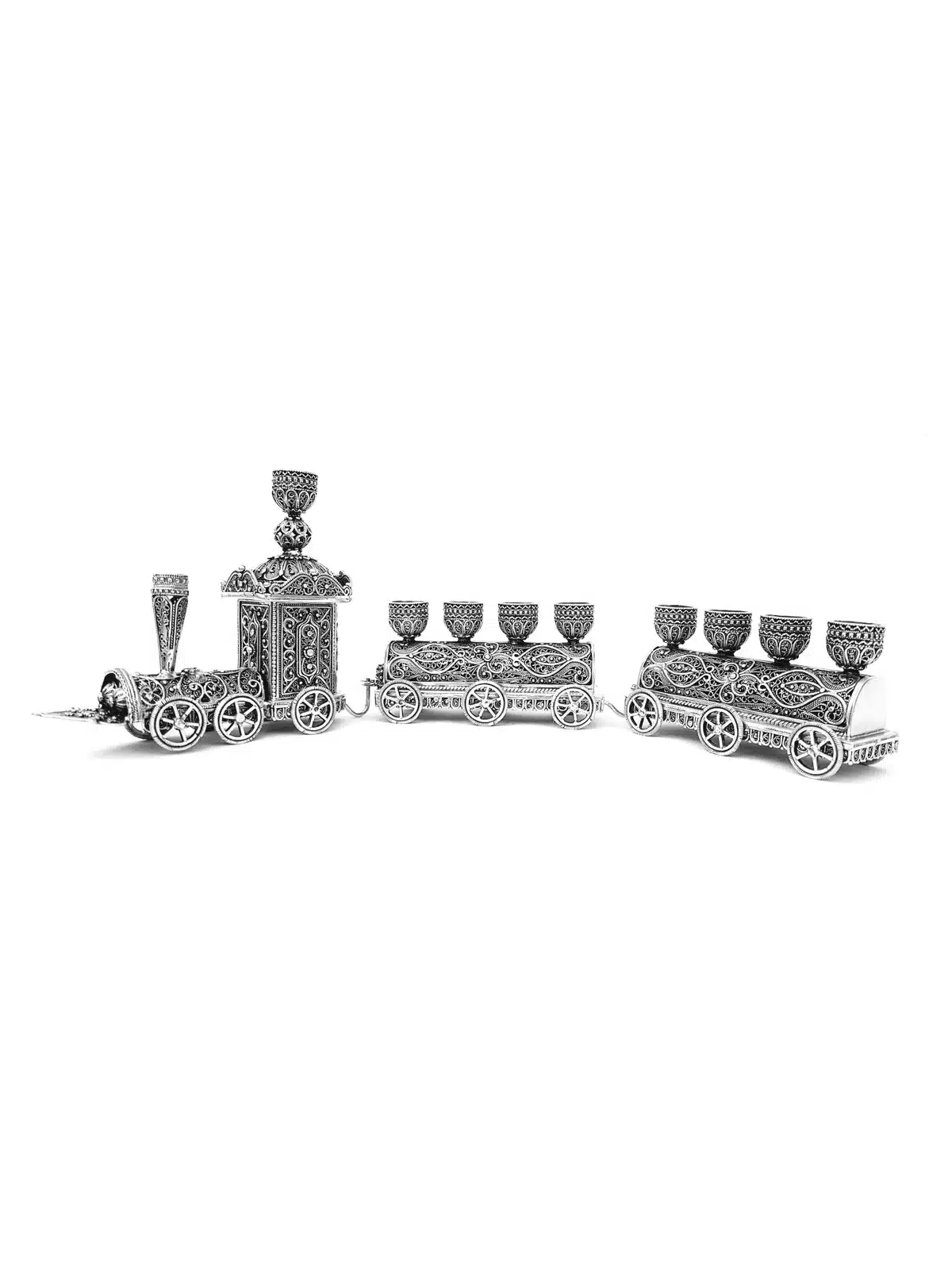 Menorah de Hanoukka en forme de train en argent pur - Sp , Cadeaux Tu B'Av , I