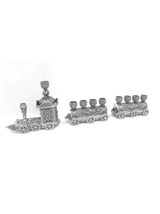 Menorah de Hanoukka en forme de train en argent pur - Sp , Cadeaux Tu B'Av , I