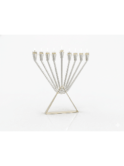 Menorah à l’huile Chabad en argent sterling avec or en laiton, Hanukkah moderne M