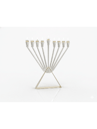 Menorah à l’huile Chabad en argent sterling avec or en laiton, Hanukkah moderne M