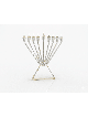 Menorah à l’huile Chabad en argent sterling avec or en laiton, Hanukkah moderne M