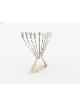 Menorah à l’huile Chabad en argent sterling avec or en laiton, Hanukkah moderne M