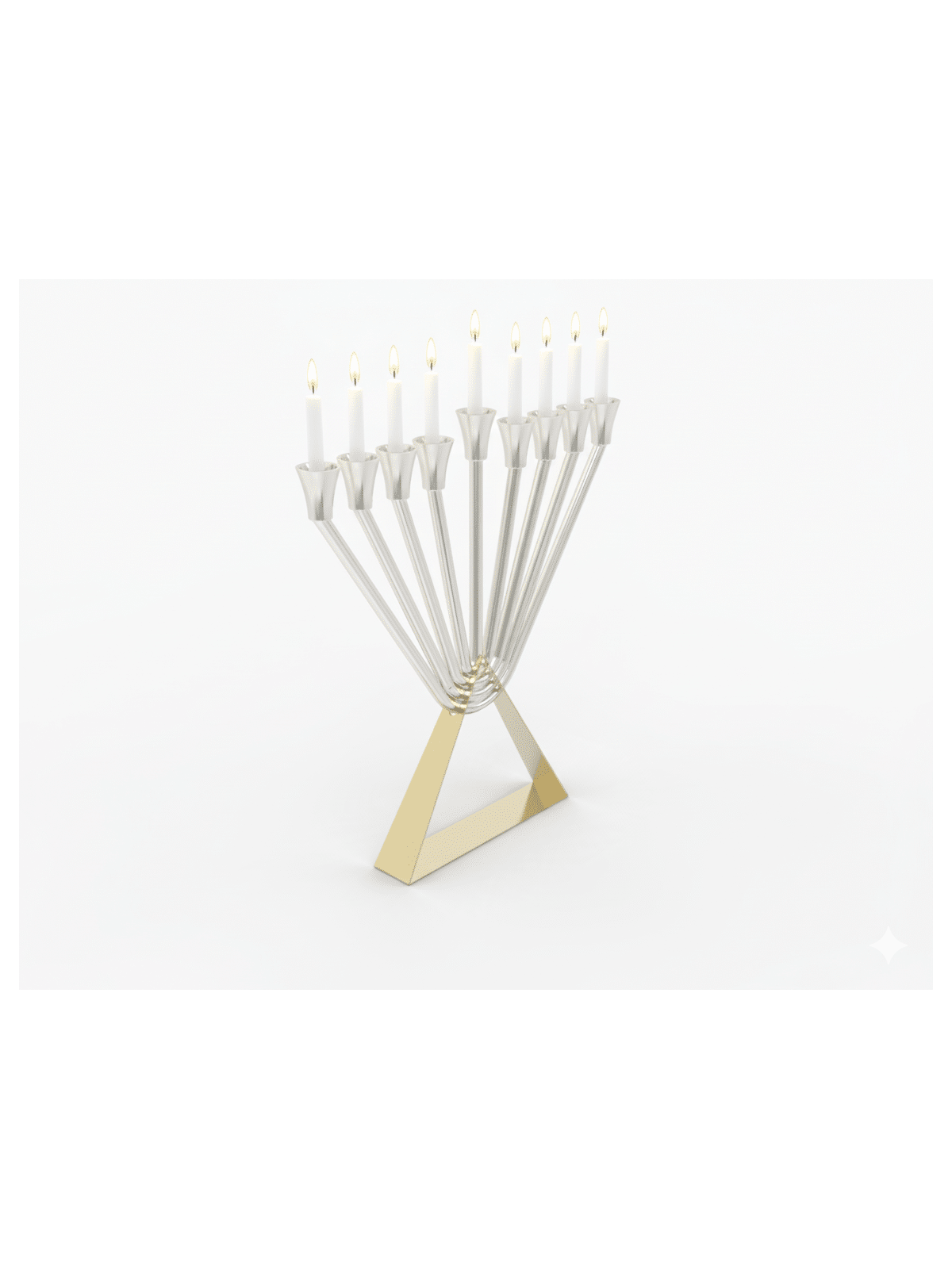 Menorah à l’huile Chabad en argent sterling avec or en laiton, Hanukkah moderne M