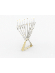 Sterling Silver Chabad Oil Menorah with Brass Gold , Modern Hanukkah M