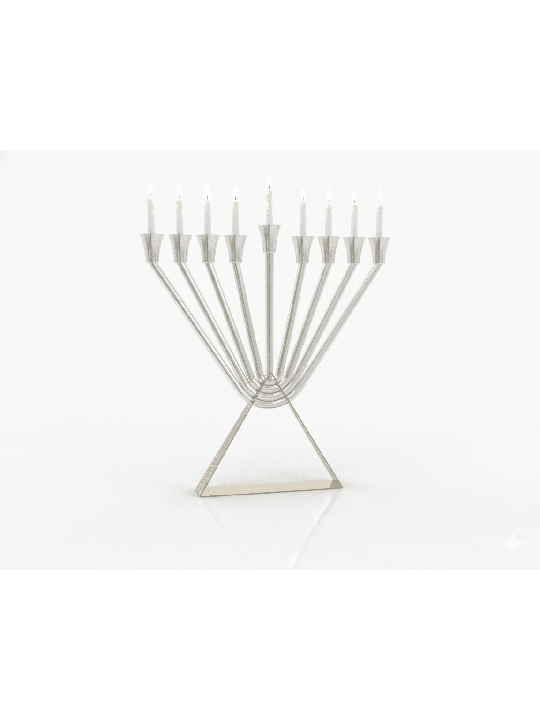 Menorah à l’huile Chabad en argent sterling avec or en laiton, Hanukkah moderne M