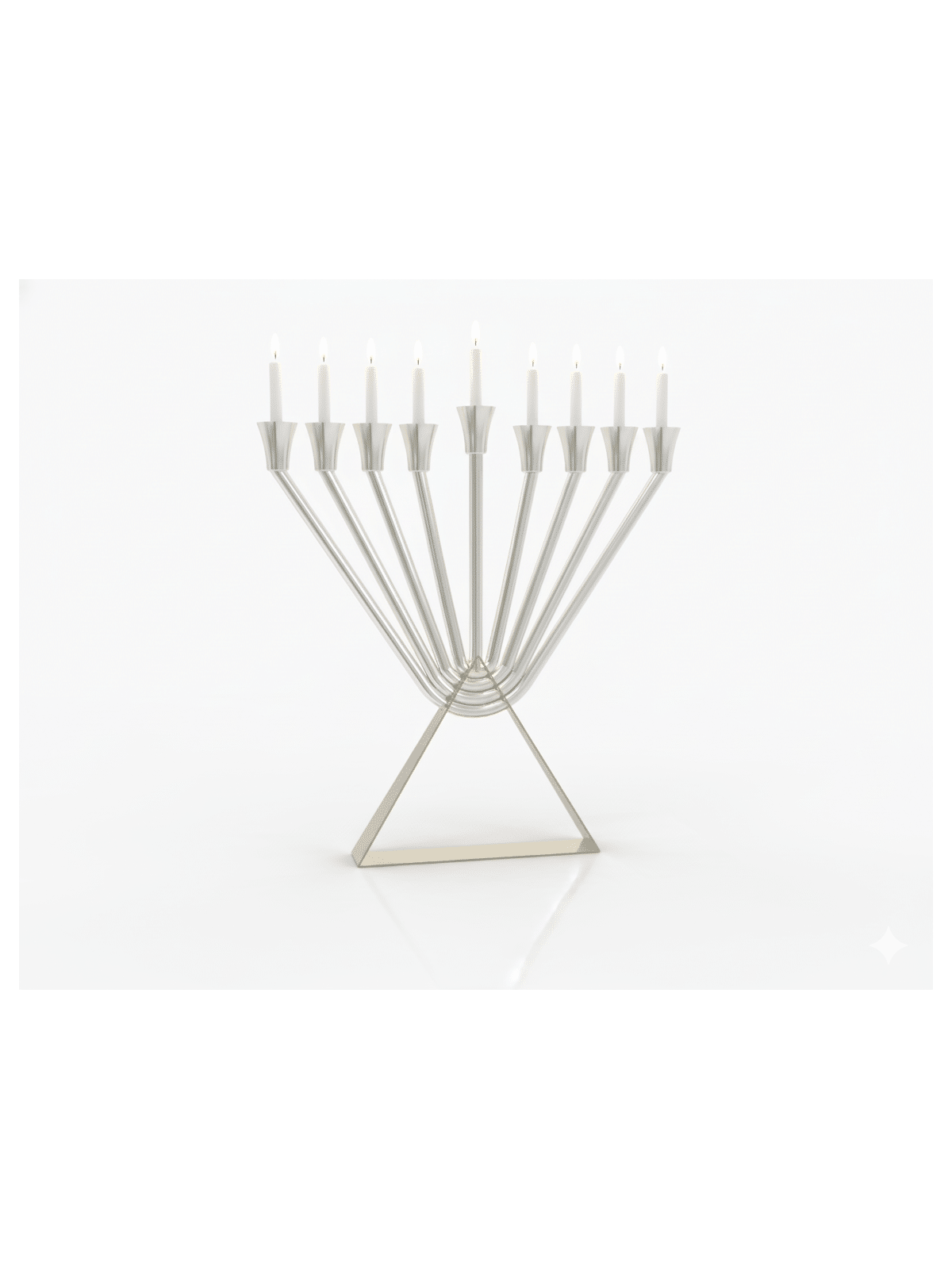 Menorah à l’huile Chabad en argent sterling avec or en laiton, Hanukkah moderne M