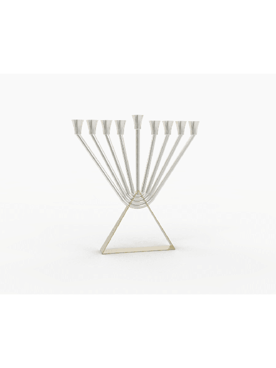 Menorah à l’huile Chabad en argent sterling avec or en laiton, Hanukkah moderne M