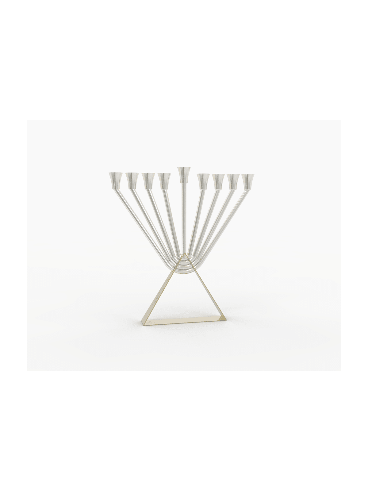 Menorah à l’huile Chabad en argent sterling avec or en laiton, Hanukkah moderne M