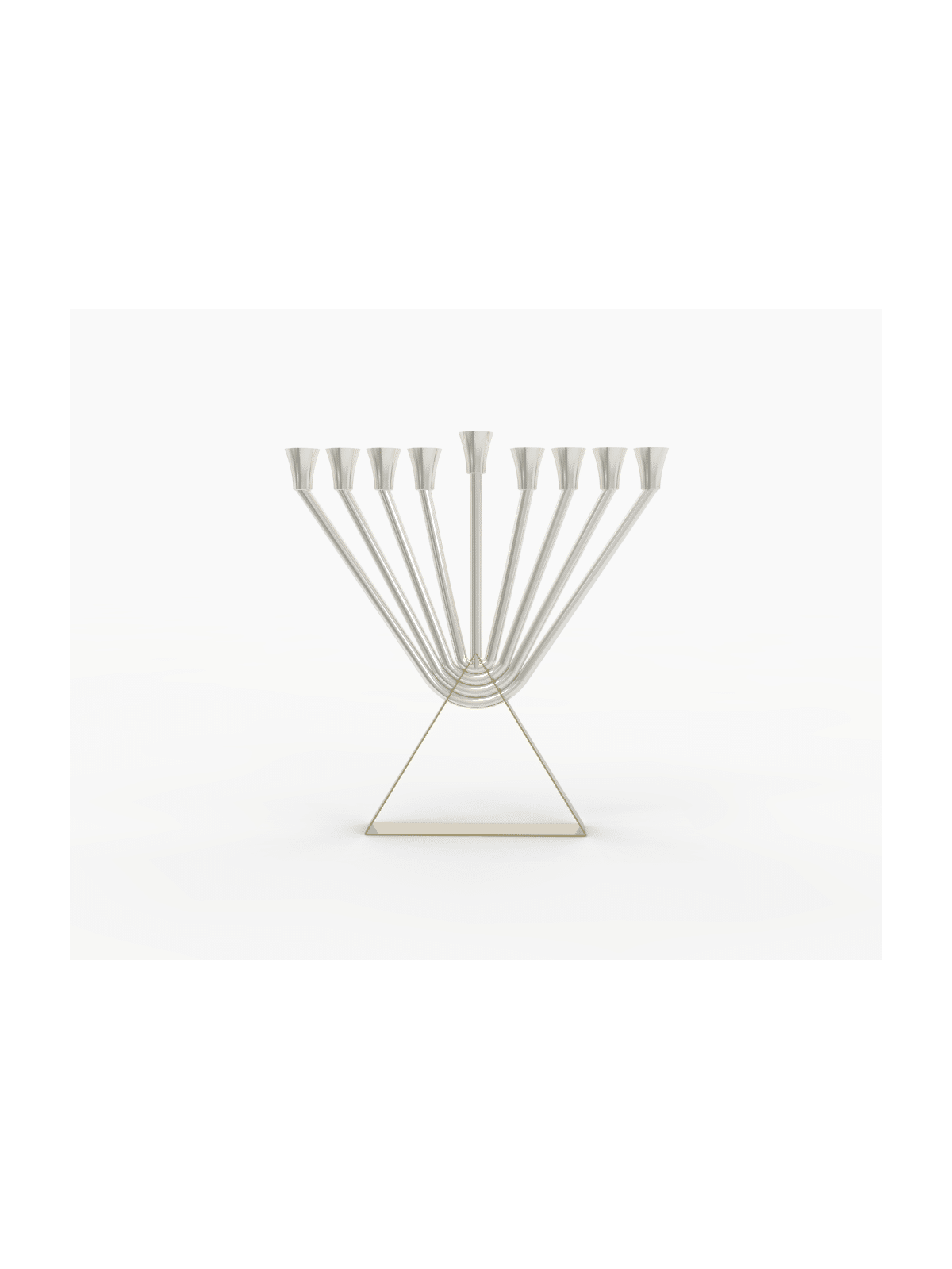 Menorah à l’huile Chabad en argent sterling avec or en laiton, Hanukkah moderne M