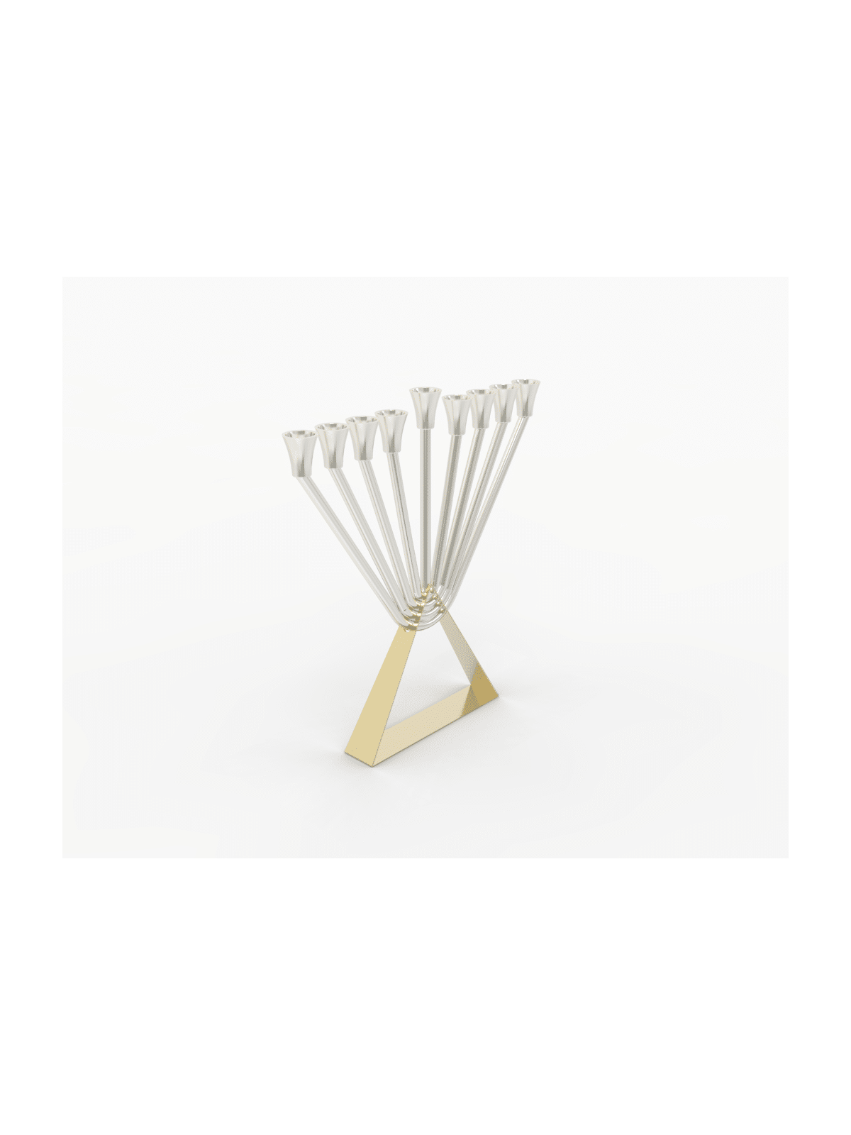 Menorah à l’huile Chabad en argent sterling avec or en laiton, Hanukkah moderne M