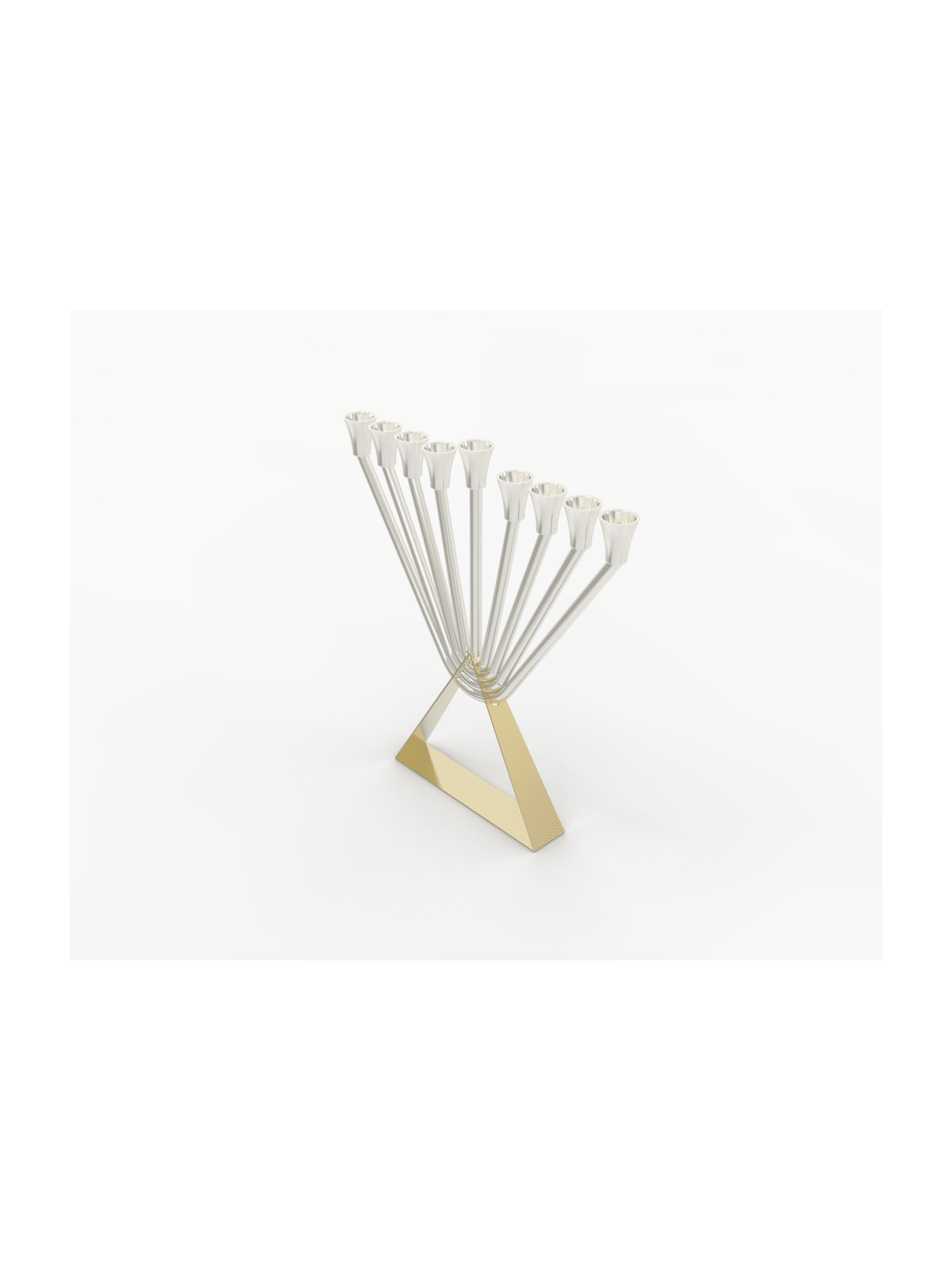 Menorah à l’huile Chabad en argent sterling avec or en laiton, Hanukkah moderne M