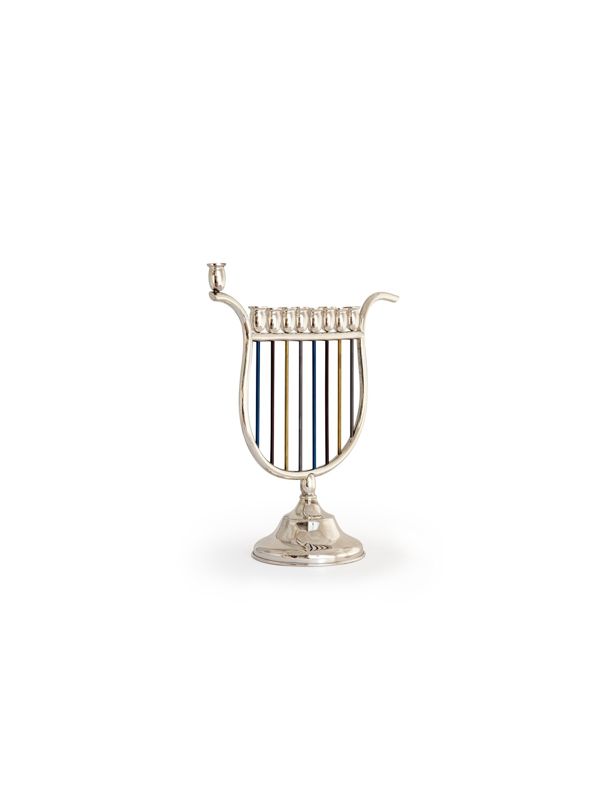 Colorful Harp Shaped Sterling Silver Menorah , Jewish Wedding Gifts ,