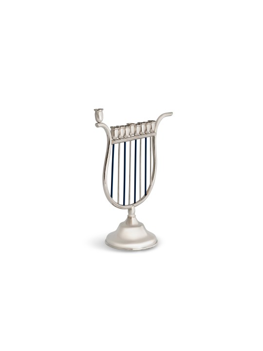 Colorful Harp Shaped Sterling Silver Menorah , Jewish Wedding Gifts ,