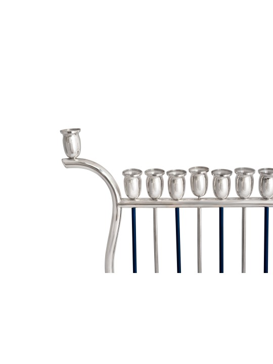 Colorful Harp Shaped Sterling Silver Menorah , Jewish Wedding Gifts ,