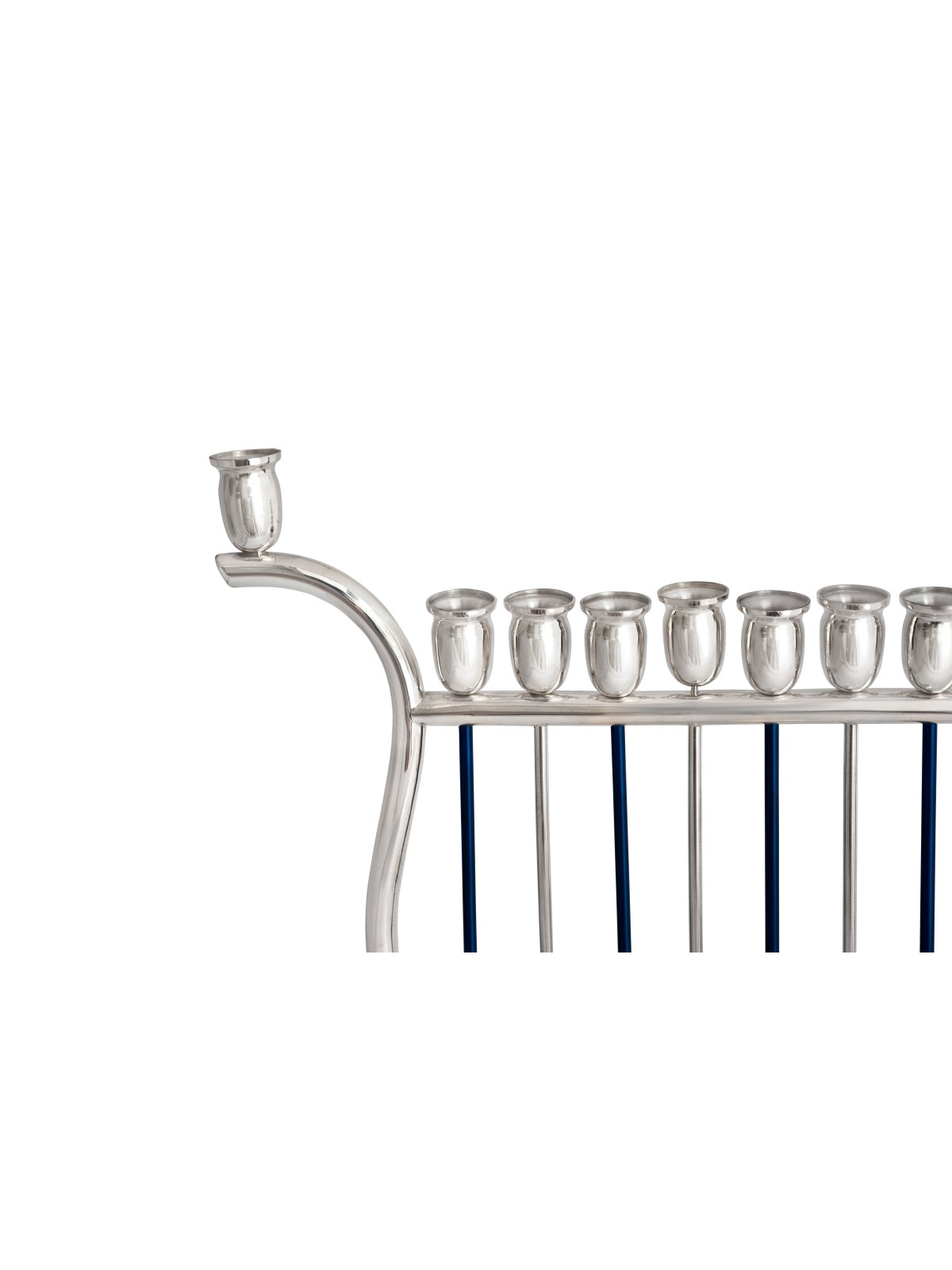 Colorful Harp Shaped Sterling Silver Menorah , Jewish Wedding Gifts ,