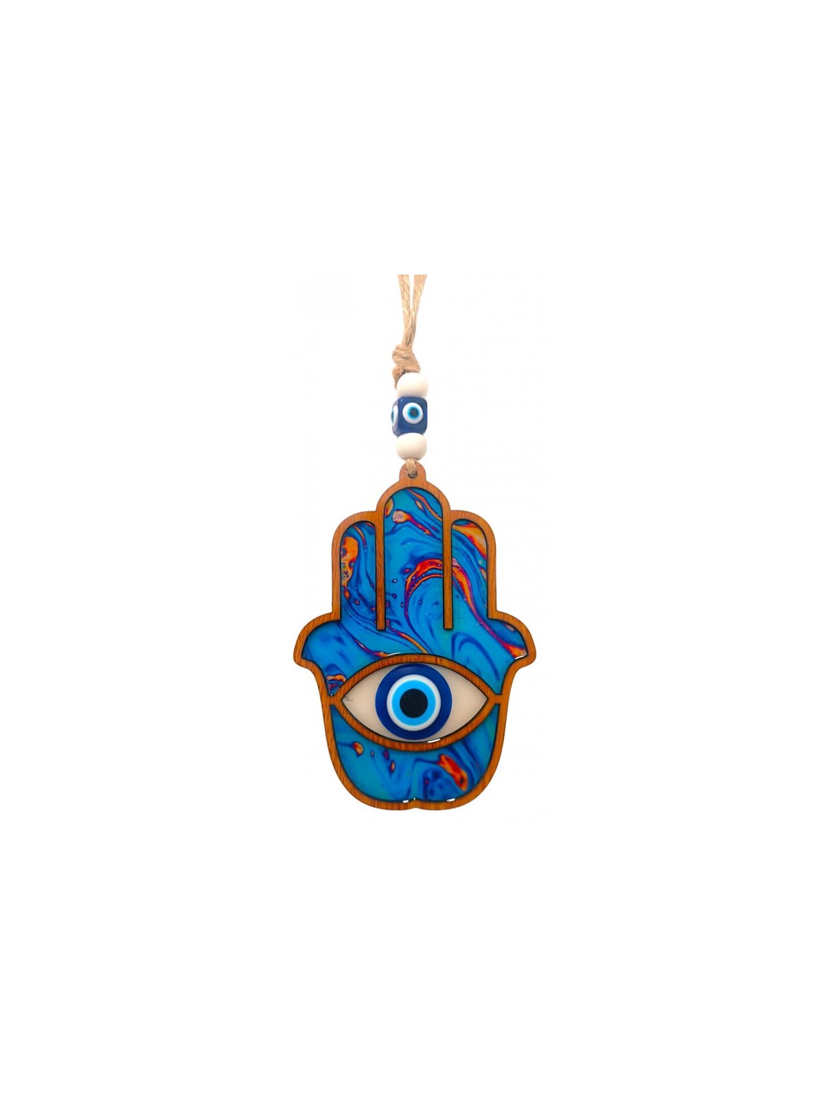Tenture murale Hamsa en bois avec protection contre le mal... | Tentures murales