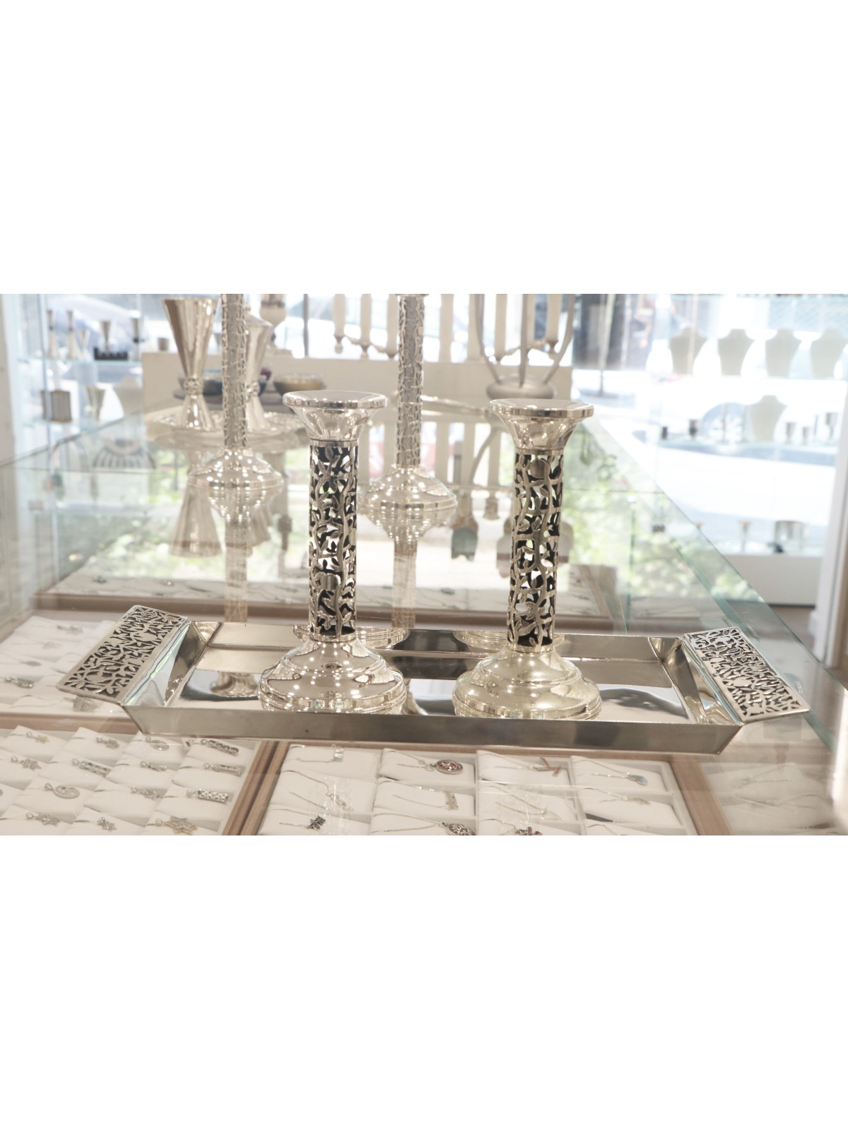 Grand plateau en argent sterling avec décorations de vigne, cadeaux Tu B'Av, Isr