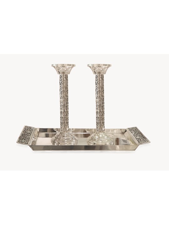 Grand plateau en argent sterling avec décorations de vigne, cadeaux Tu B'Av, Isr