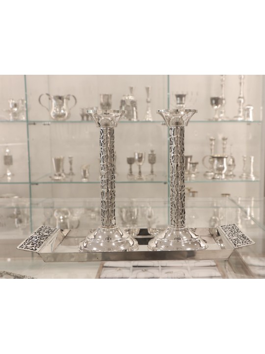 Sterling Silver Large Tray with Vine Decorations , Tu B'Av Gifts , Isr