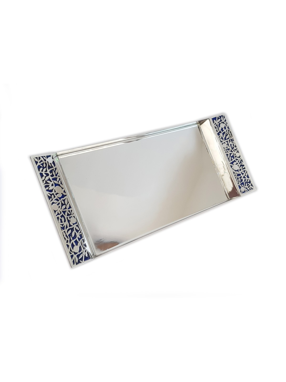 Grand plateau en argent sterling avec décorations de vigne, cadeaux Tu B'Av, Isr