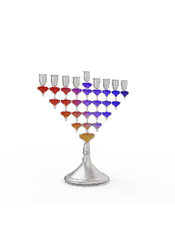 Two-Sided Menorah with Dreidel Design , Modern Hanukkah Menorahs , Isr