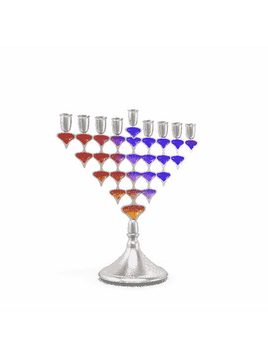 Two-Sided Menorah with Dreidel Design , Modern Hanukkah Menorahs , Isr