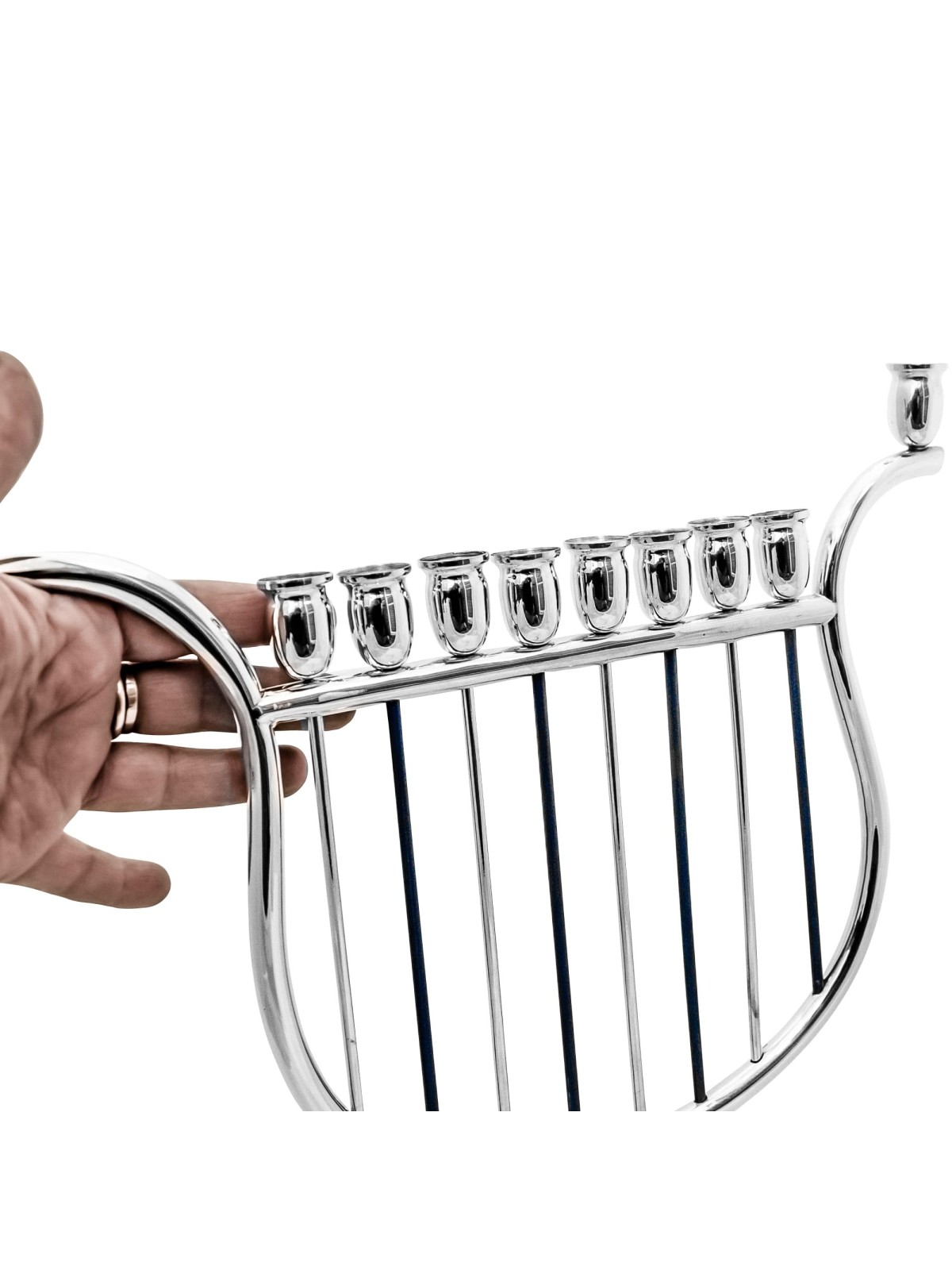 Unique Harp Shaped Large Menorah , Hanukkah Gifts , Israeli Judaica