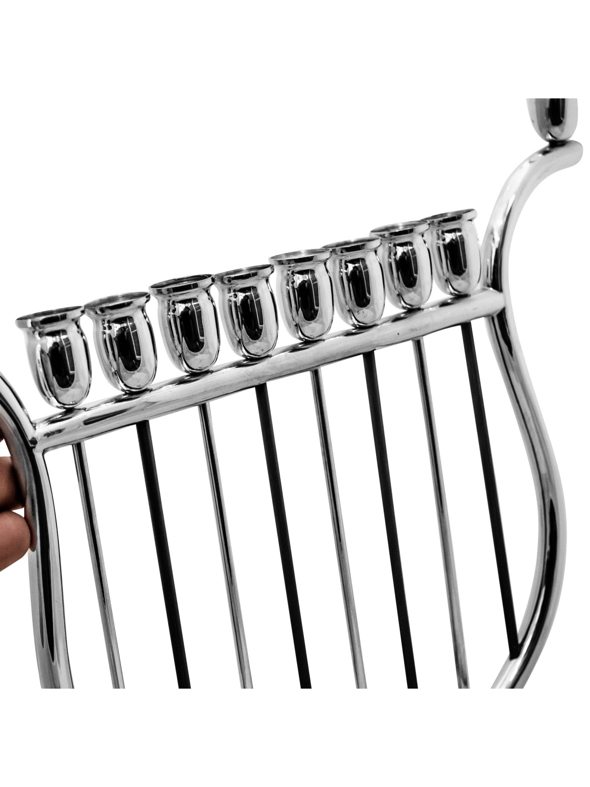 Unique Harp Shaped Large Menorah , Hanukkah Gifts , Israeli Judaica