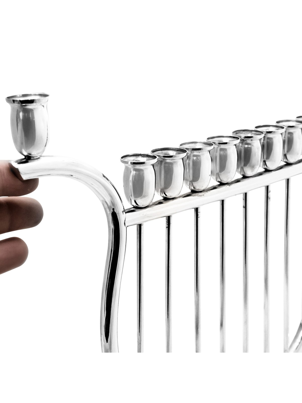 Unique Harp Shaped Large Menorah , Hanukkah Gifts , Israeli Judaica