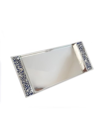 Plateau lisse en argent avec émail coloré et floral, cadeaux Tu B'Av, I