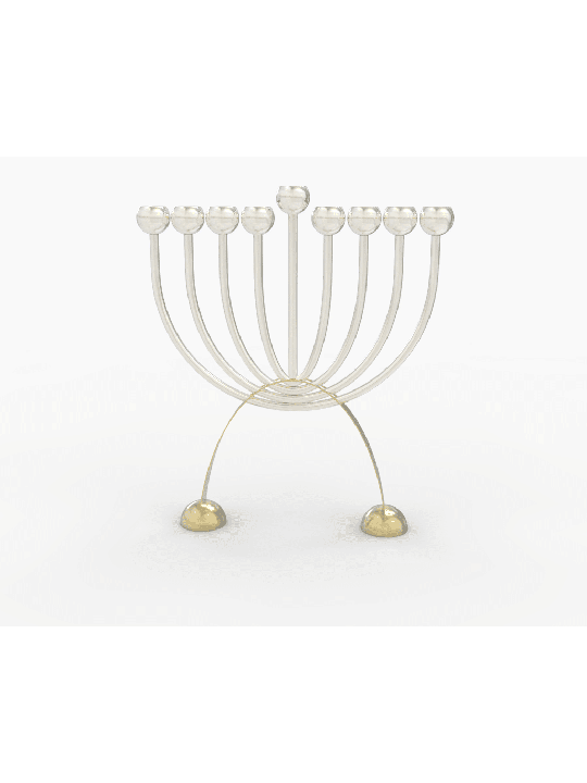 חנוכיה בסיס כיפה מודרנית מכסף ו, חנוכה מודרנית מ