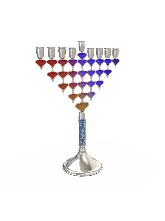 Menorah colorée émaillée à deux faces, menorahs modernes de Hanoukka, Israël