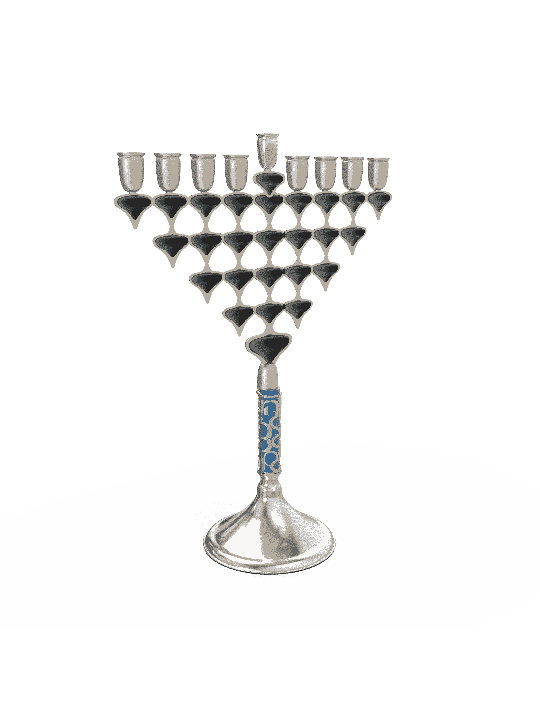 Two-Sided Enameled Colorful Menorah , Modern Hanukkah Menorahs , Israe