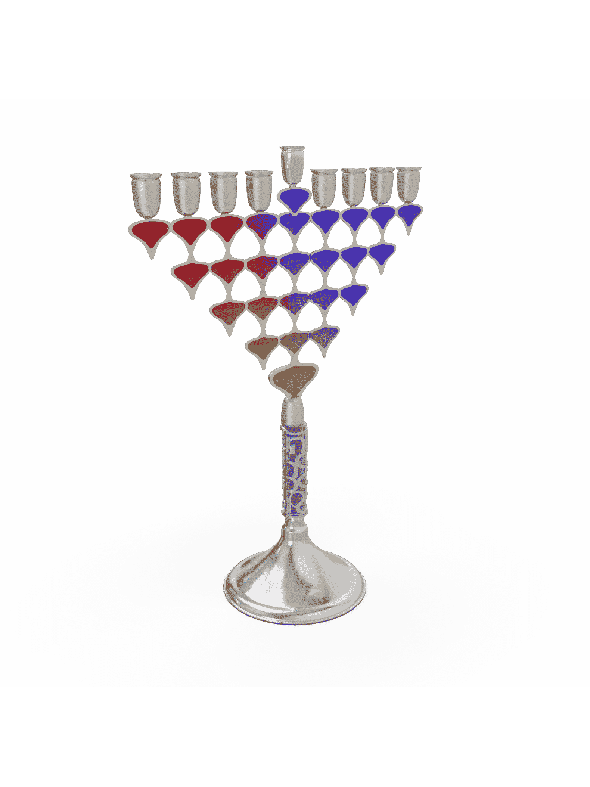 Two-Sided Enameled Colorful Menorah , Modern Hanukkah Menorahs , Israe
