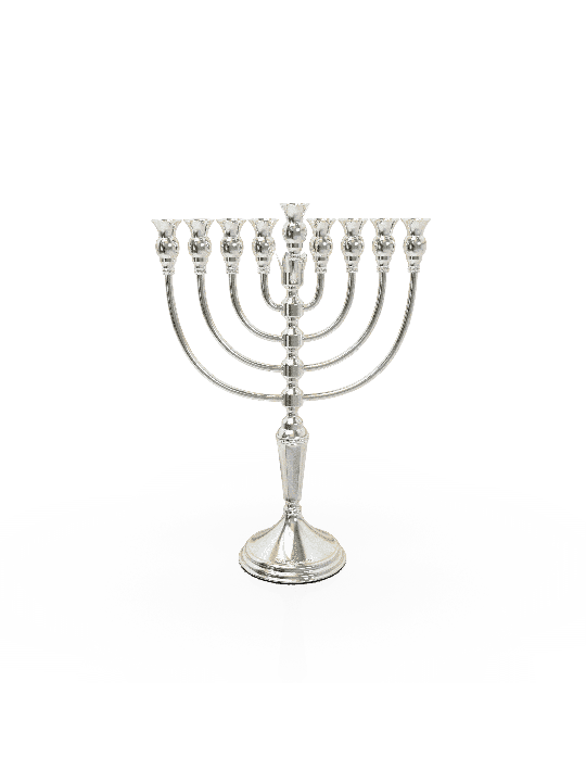Menorah en argent sterling avec élément de décoration de couronne, cadeaux de Hanoukka,