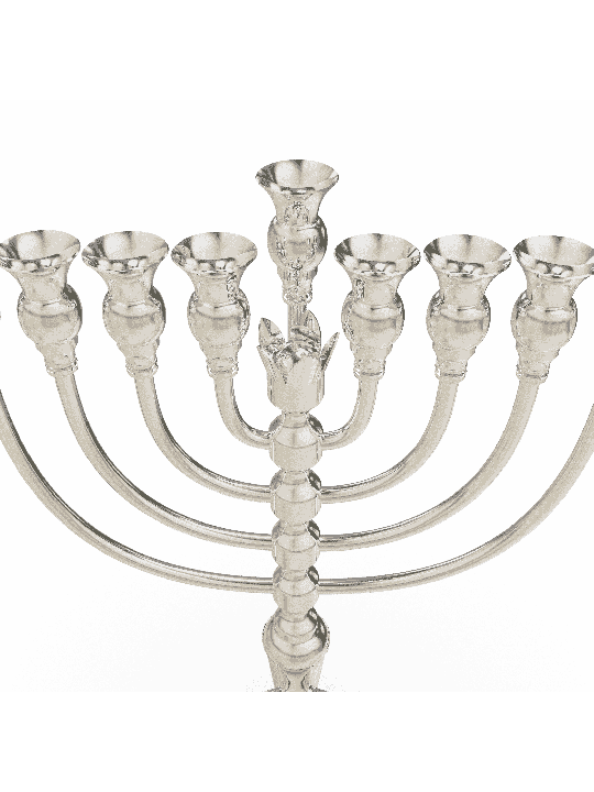 Menorah en argent sterling avec élément de décoration de couronne, cadeaux de Hanoukka,