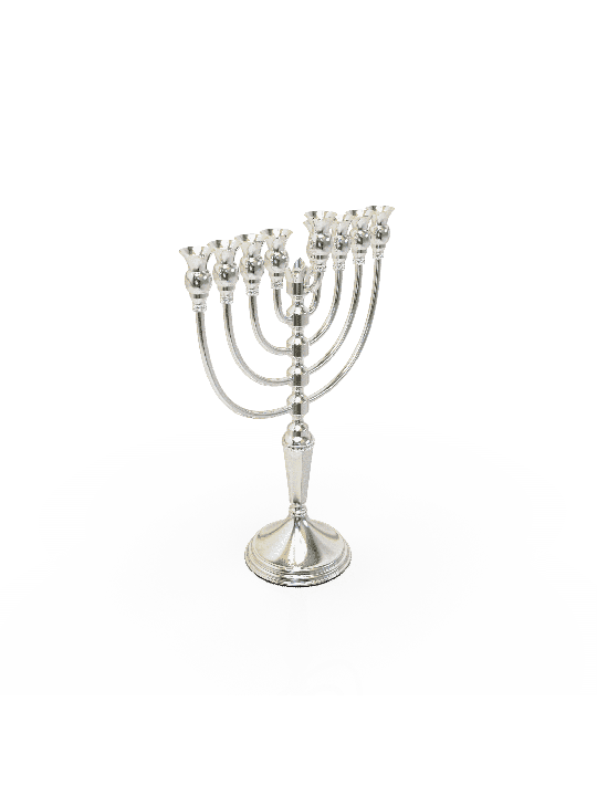Menorah en argent sterling avec élément de décoration de couronne, cadeaux de Hanoukka,