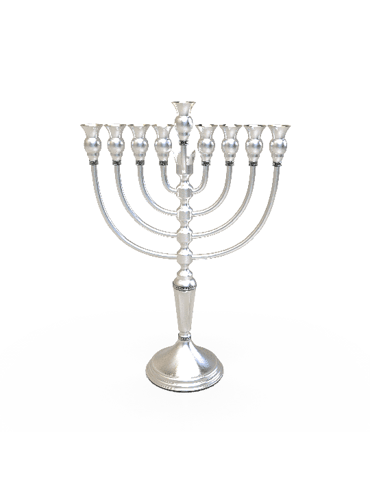 Menorah en argent sterling avec élément de décoration de couronne, cadeaux de Hanoukka,