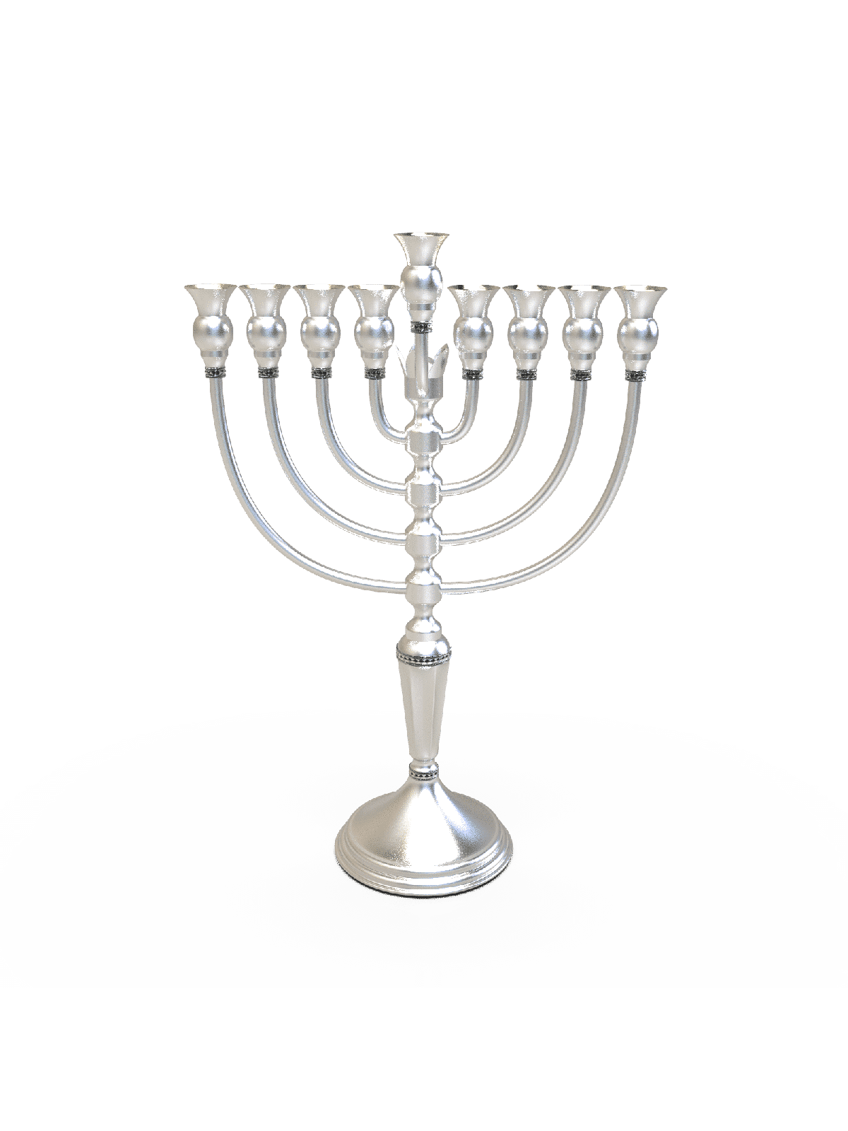 Menorah en argent sterling avec élément de décoration de couronne, cadeaux de Hanoukka,