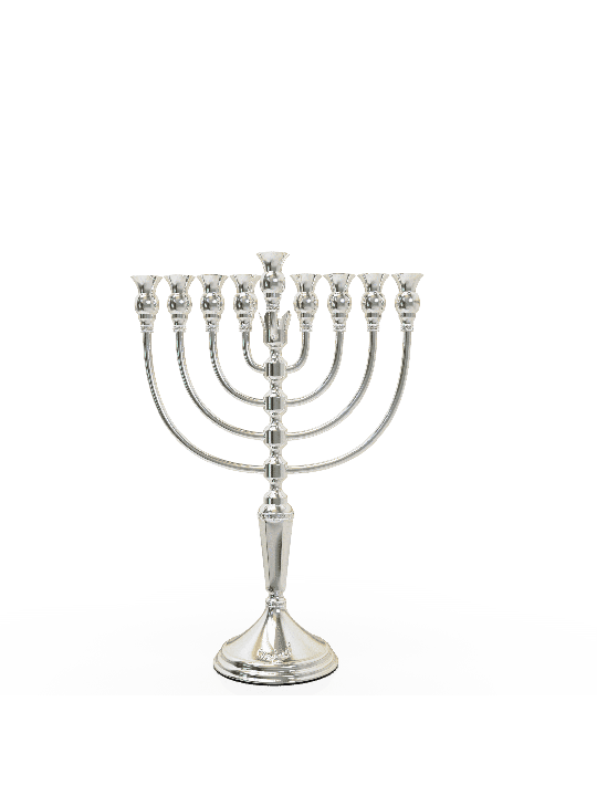 Menorah en argent sterling avec élément de décoration de couronne, cadeaux de Hanoukka,