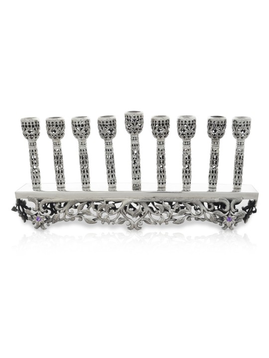 Sterling Silver Stunning Antique Filigree Menorah , Hanukkah Gifts , I