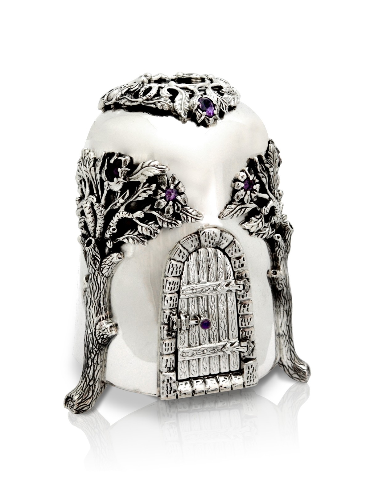 Boîte de charité en forme de maison, pierres d'améthyste, boîtes de Tzedakah, Ju israélien