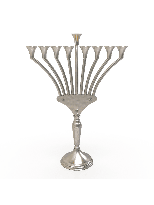 Menorah with Curved Arms and Open Shaped Candlehol , Modern Hanukkah M