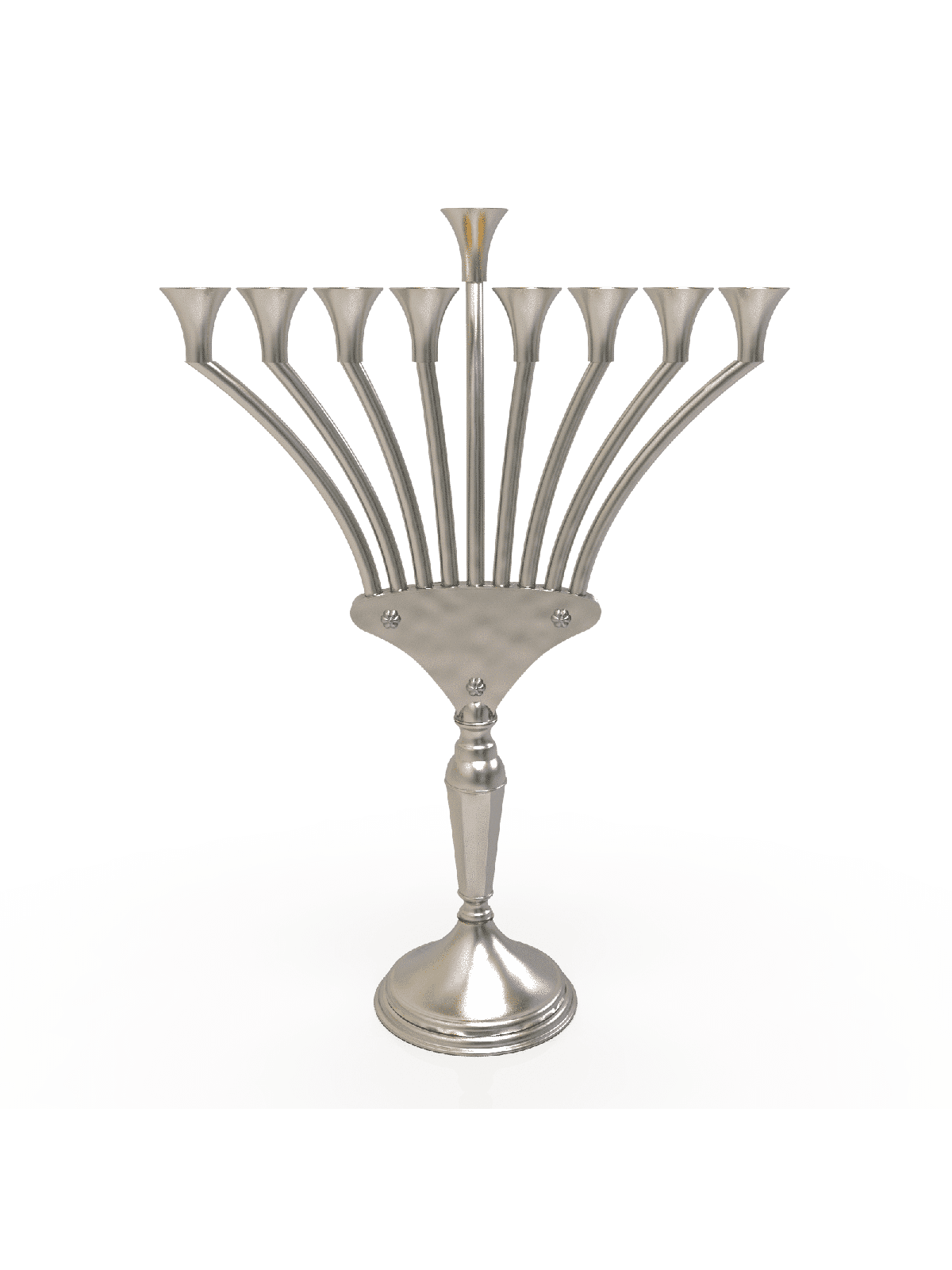Menorah with Curved Arms and Open Shaped Candlehol , Modern Hanukkah M