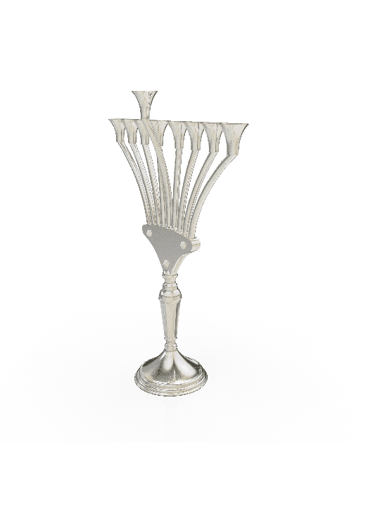 Menorah with Curved Arms and Open Shaped Candlehol , Modern Hanukkah M