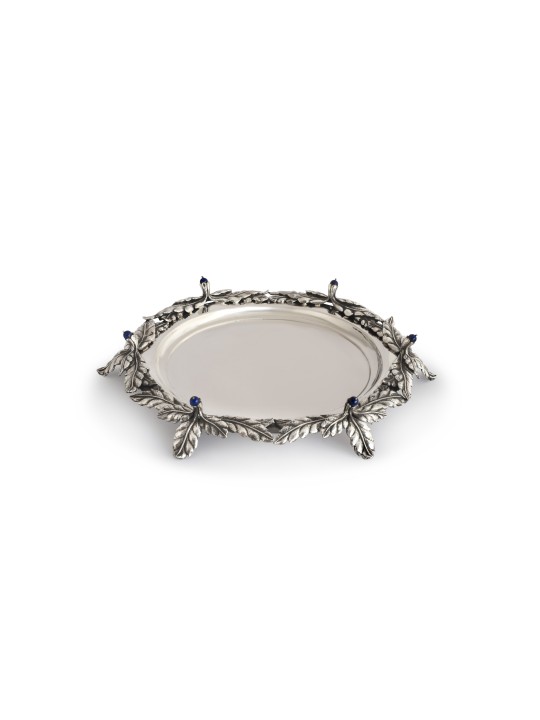 Special Leaf Design Candlesticks Tray with Blue St , Tu B'Av Gifts , I