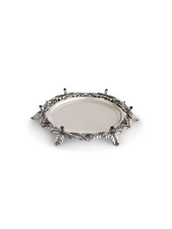Special Leaf Design Candlesticks Tray with Blue St , Tu B'Av Gifts , I